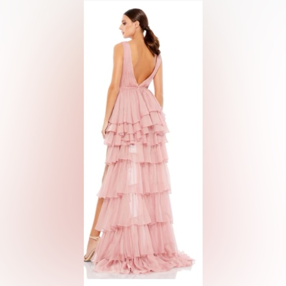 *Mac Duggal High Low Tiered Gown with Built in Bodysuit Size 0 NWOTC - Picture 2 of 5